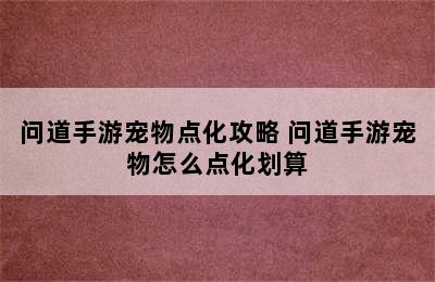 问道手游宠物点化攻略 问道手游宠物怎么点化划算